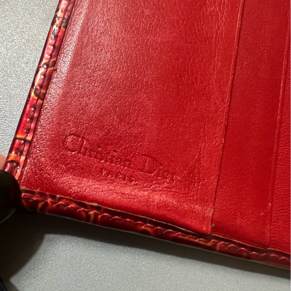 Dior Red Embossed Wallet - Picture 7 of 16